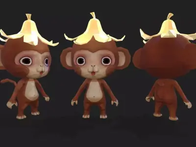 Cute Monkey Full Animation 1177 frames Cute Monkey 3D model