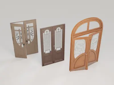 Old Doors pack Low-poly 3D model