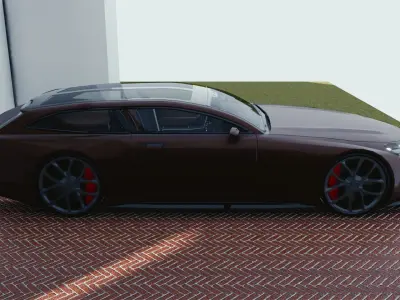 BLENDER EEVEE Brandless Sports GT shooting brake Low-poly 3D model