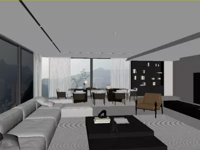 Modern Light Luxury Living Room 3D model