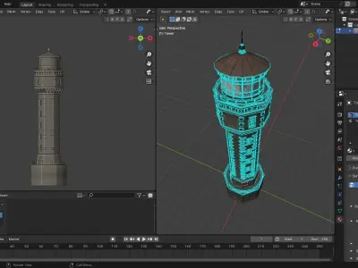 Watch tower game asset Low-poly 3D model