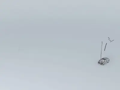 The Crash car in middle of snowy field Free 3D model