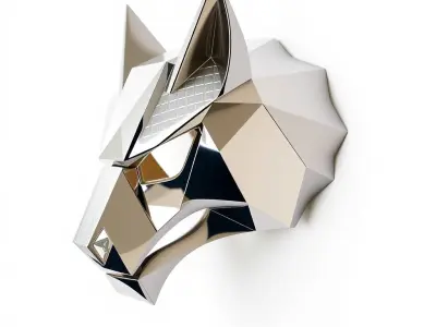 Geometric Panther Head Wall Sculpture Model Pack Low-poly 3D model