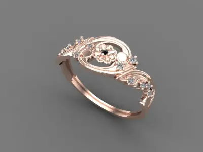 Women Ring Diamond Stone STL 3DM Lightweight Printable 3D print model 59