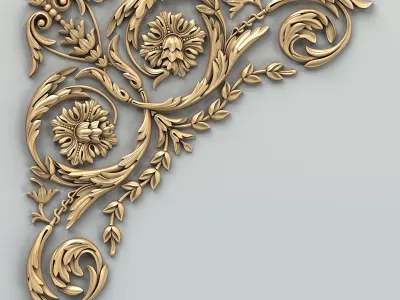 Carved decor corner 010 3D model