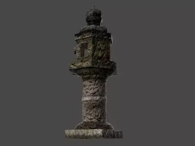 Antigue Stone lamp asian style Low-poly 3D model