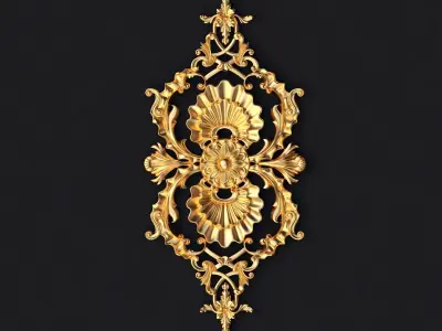 dekor gold ornate brooch 3D model