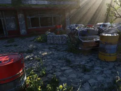 Abandoned Gas Station Scene 3D model