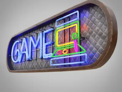 Game Club sign Low-poly 3D model