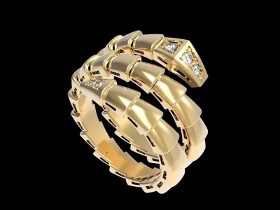 Serpenti  Flexible  Double Rotated Ring  18 5mm 3D print model