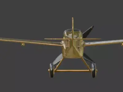 Stylized 3D Steampunk Sleek Gold Interceptor Low-poly 3D model