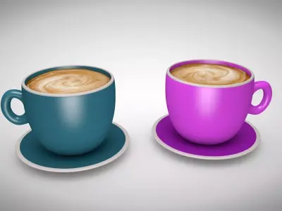 Coffee Cups Low-poly 3D model