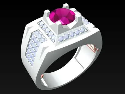 Diamond Rings - Mens Ring - N1029 3D print model