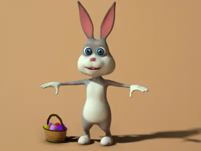 cartoon easter bunny Low-poly 3D model