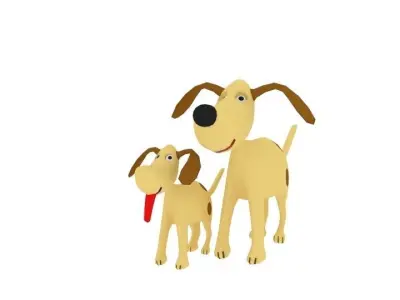 Dog Cartoon Character Low-poly 3D model