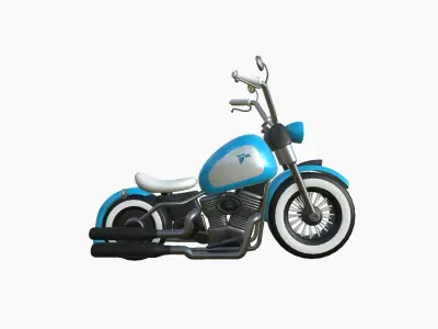 Motorcycle Cartoon A16 Blue White - Custom Vehicle Design Low-poly 3D model