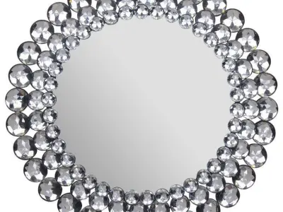Wykoff Round Jeweled Accent Mirror 3D model