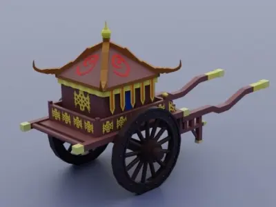 Ancient Chinese chariot Low-poly 3D model