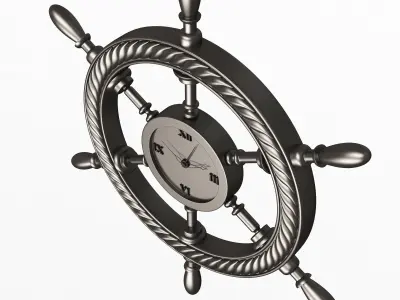 Handwheel Ship Clock 08 Chrome Low-poly 3D model