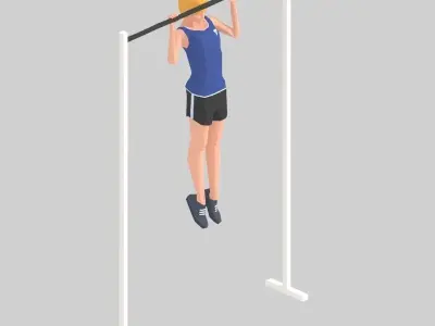 Pullup  Exercise Woman Animation Low-poly 3D model