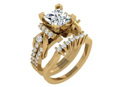 Princess Cut Diamond Luxury Ring 4330 3D print model