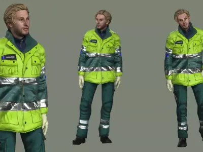 Realistic Rigged Construction Workers Man 06 Character 3D Model Low-poly 3D model