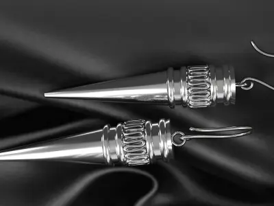 earrings silver spike 3D model