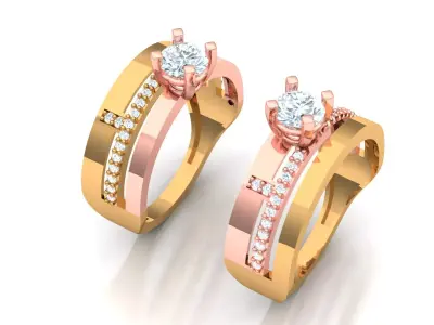 Womens Two piece solitaire ring 3D print model