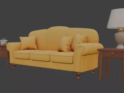 Cartoon sofa set Disney style 3D model