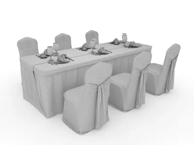 Banquet Table and Chair 123 3D model
