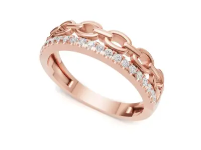 Diamond Chain Ring Trendy Stackable Band 3D print model