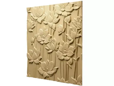 Modern Relief Wall Mural Decor CNC 3D Print 06 3D model