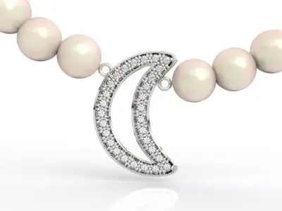 Stunning Crescent Moon Diamond Pendant 3D print model