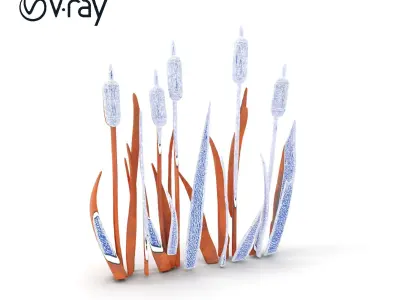 Rustic Cattail Reeds Model Pack Low-poly 3D model