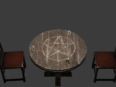 Antique Table Chair 3D model
