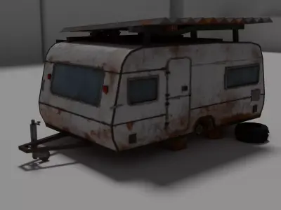 caravan Mobile vehicle for stylized-cartoon paint Low-poly 3D model