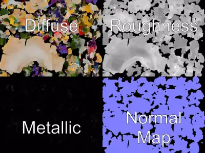 Vibrant Floral Bouquet model pack Low-poly 3D model