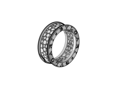 BULGARI - B ZERO 1 RING - TWO BAND WITH DIAMONDS  3D print model