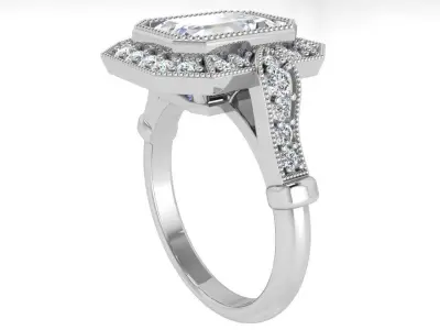 Emerald Halo Ring 3724 3D print model