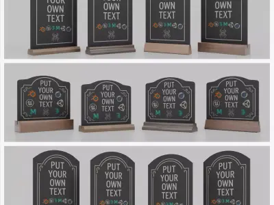Complete Countertop Chalkboard Signs Bundle 3D Model Collection
