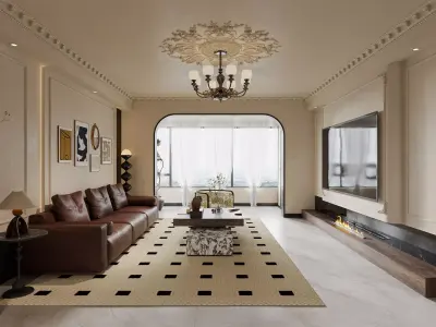 luxury living room dining room interior scenes 09 3D model