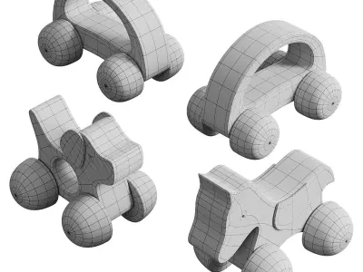 Wooden Car Baby Toddler Toys 3D model