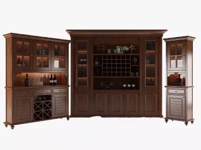 Dark Wood Cabinet Collection 3D model