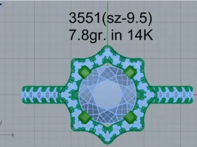 Halo Diamond Ring 3551 3D print model