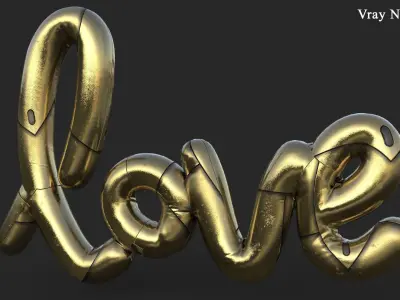 Love Gold Decoration Written Low-poly 3D model