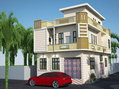 House Front 25 to 35 and Side 50 to 60 Residential 151 Low-poly 3D model