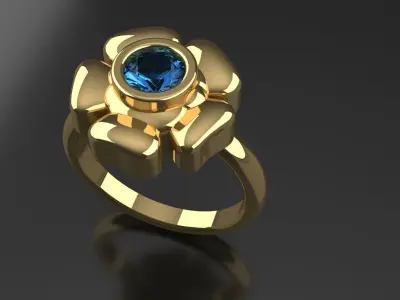 Ladies Bezel Set Flower Ring Diamond Gold Silver Womens Jewelry 3D print model