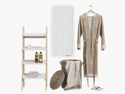 Decorative bathroom set with shelving 3D model