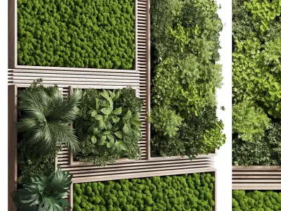 Vertical Wall Garden With Wooden frame 39 3D model