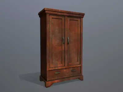Cabinet 5 wooden wardrobe Low-poly 3D model
